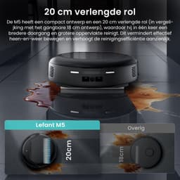 Lefant M5 robotstofzuiger met dweilfunctie – Zuigkracht van 18.000 Pa – Dweilsysteem dat automatisch 8 mm omhoog komt – Verboden zones – Inclusief automatisch reinigingsstation – Bedienbaar via smartphone — thumbnail 2