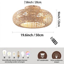 Lìon® Ventilator Plafond - Ventilator - Ventilator Staand Afstandsbediening - Naturaal - 50cm x 23cm x 50cm — thumbnail 1