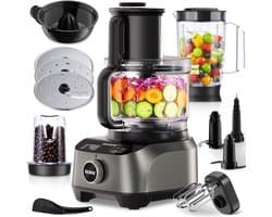 SnelShoppen - Multifunctionele Keukenmachine 11-in-1 met 2.5 L Kom en 1.5 L Mixer, 1300 W Motor, 3 Snelheden + Impuls, Veiligheidsklem, Perfect voor K