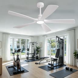 60 inch Witte Plafondventilator - Draadloze Afstandsbediening - 3 Kleurtemperaturen (CCT) - Dimbaar - 6 Snelheden met Geheugenfunctie - 5 Massief Houten Bladen met Versterkte Constructie — thumbnail 4