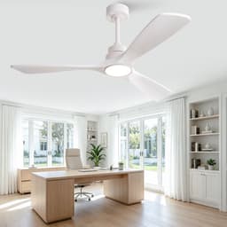 52 inch Plafondventilator in puur wit - Draadloze afstandsbediening - 3 kleurtemperaturen instelbaar - 6 snelheden - Omkeerbare DC-motor - Drie massief houten versterkte bladen — thumbnail 5