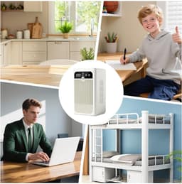 Bureauventilator – Oplaadbare, draagbare luchtkoeler & vernevelende luchtbevochtiger met tijdweergave | ABS, 500 ml, twee standen; geschikt voor thuis (slaapkamer, keuken, kantoor), kamperen en picknicks; stille werking, verkoeling de hele dag door — thumbnail 5