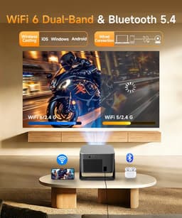 Mini Beamer – Native 1080P – 8K Ondersteuning – WiFi 6 & Bluetooth 5.4 – Autofocus – 600 ANSI Lumen — thumbnail 5
