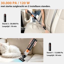 Handstofzuiger Draadloos 30.000 Pa – 4-in-1 Autostofzuiger – 7800 mAh Accu – HEPA – 50 Min Looptijd — thumbnail 3