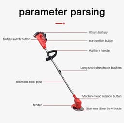 Draadloze Grasmaaier - Grastrimmer Elektrisch - Gazon Onderhoud - Verstelbare Steel - 2 kg - Zwart — thumbnail 3