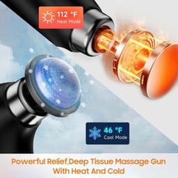 Massagepistool met 10 verwisselbare opzetstukken, massagepistool met verwarmingsfunctie, rugmassageapparaat geschikt voor diepe weefselpijn, massager voor spierherstel van schouders en rug (blauw) — thumbnail 2