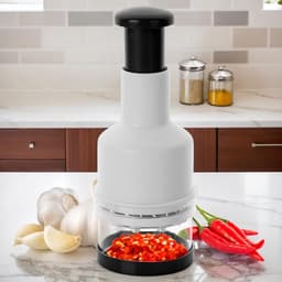Keuken Hakker - Drukhakker Groenten - Snel Ingrediënten Snijden - Compact Multifunctioneel - 500ml Capaciteit - Zwart en Wit — thumbnail 2