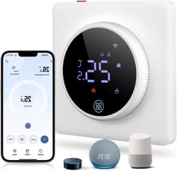 Vloerverwarming Thermostaat - Slimme Kamerregelaar - Energie Besparen - App en Spraakbediening - 10.6 x 9.4 x 6.9 cm - Wit — thumbnail 1