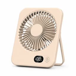 Oplaadbare USB-C Tafelventilator met LED Display, Vouwbaar en Stil, 180° Verstelbare Mini Ventilator voor Kantoor en Thuisgebruik, 2000mAh Accu - Bruin — thumbnail 1