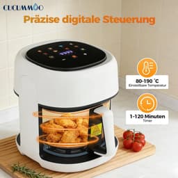 Heteluchtfriteuse - Airfryer Frituurpan - Gezond Koken - Met Kijkvenster - 33 Liter - Wit — thumbnail 3