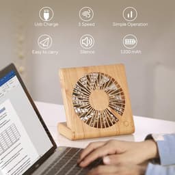 Draagbare bureauventilator, oplaadbaar via USB – Bruin — thumbnail 4