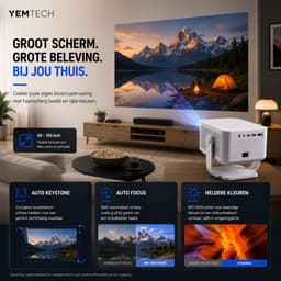 Yemtech® Mini Projector – Thuisbioskoop Projector – Mini Beamer – HY450max – 800 ANSI Lumen – Full HD 1080P – 8K Ondersteuning – Android 14 – WiFi 6 – Bluetooth 5.4 — thumbnail 4