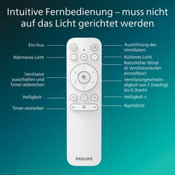 Plafondventilator met lamp – Philips Amigo, stil, 6 snelheden, dimbaar RGBW LED, Ø48 cm, — thumbnail 1