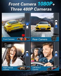 Dashcam voor auto - Zwart - 3,16 inch scherm - 4-kanaals 1080P en 480P camera's - 360° opname en parkeerbewaking — thumbnail 2