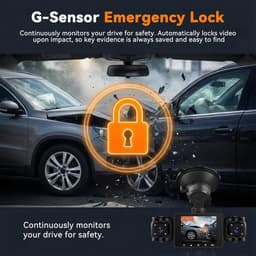 Dashcam voor auto - Zwart - 2,4 inch Display - 4 Camera's met 1080P en 480P Resolutie - 360° Panoramisch Beeld en Nachtzicht — thumbnail 4