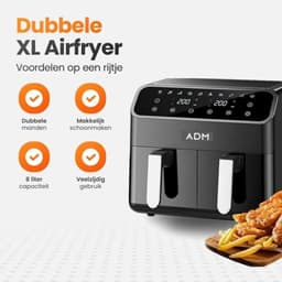 Airfryer XXL - 11 l (2 x 5,5 l) - dubbele zone met SYNC - 2950 W - PFAS-vrij - vaatwasmachinebestendig — thumbnail 5