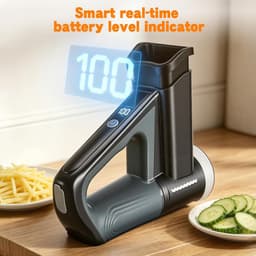 Elektrische groentesnijder - Keuken rasp - Snel groenten snijden - 5-in-1 met 5 messen - 60 mm vulsleuf - Wit — thumbnail 4