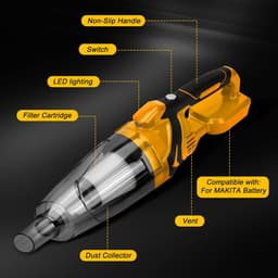 Draadloze Handstofzuiger 10000Pa - Compatibel met Dewalt 20V Batterij - 4 Opzetstukken - ShopVlot — thumbnail 2