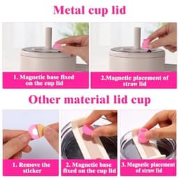 4 stuks magnetische rietjesdeksels voor Brümate 30/40oz Era & Resa Tumblers, siliconen magnetische rietjesdeksels met pakkingen en reinigingsborstels voor wandelen, klimmen en picknicken (roze) — thumbnail 4