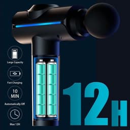 Massagepistool, Deep Tissue Massagepistool, Stille elektrische percussiemassager, Draagbare elektrische spiermassager met draagtas, 20 snelheden en LED-display, Grijs — thumbnail 3