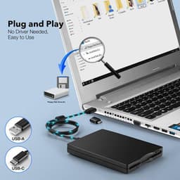 Externe Floppy Disk Reader - USB Floppy Drive - Oude Bestanden Lezen - Plug and Play - Ultraslank - Zwart — thumbnail 4