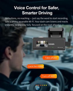 SnelShoppen - KAWA 2 Kanaal Dash Cam 4K + 1080P Voor- en Achterkant, Voice Control, GPS, 2K HDR, Parkeermodus, Wi-Fi 6, Voor Auto's, Dual Channel — thumbnail 5