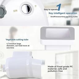 Elektrische Kaasrasp - Keukenmachine - Snel Ingrediënten Bereiden - 3 Roestvrijstalen Bladen - 300W Vermogen - Zilver — thumbnail 4