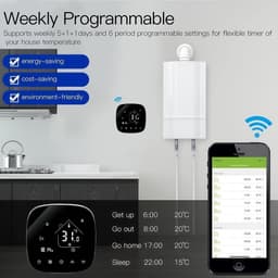 Slimme Thermostaat - Verwarming Bediening - Comfort Verhoging - App en Stembediening - 220 Volt - Wit — thumbnail 3