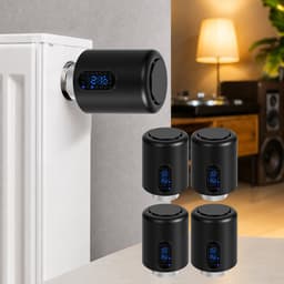 WiFi Radiatorthermostaat met App-bediening en 7 Ventieladapters – Zwart – 4-pack — thumbnail 1