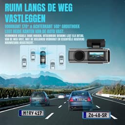 QORA® Dashcam voor Auto Voor en Achter - Dashcam - Zwart - 4cm x 10cm x 5cm — thumbnail 4
