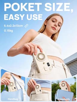 Draagbare Handheld Misting Ventilator, Oplaadbare Mini Persoonlijke Ventilator met 4 snelheden, Lichtgewicht Reis Koeling Spray Hand Ventilator, Rustige werking voor buiten, Camping — thumbnail 3