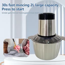 Vlees Hakker - Keukenmachine - Maaltijdvoorbereiding - Dubbel 4-messensysteem - 2L Capaciteit - Zilverkleurig — thumbnail 2
