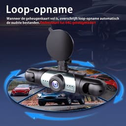 SOGIOL Dashcam Auto - 4 Lenzen (Voor, Achter, Links, Rechts) - 1080P Full HD -Incl. 64GB SD-Kaart - WiFi & GPS - Nachtzicht - G-Sensor - Parkeerbewaking - 3,16 Inch met App — thumbnail 4
