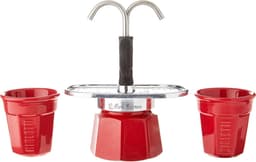 Mini Express Color, set espresso-apparaat 2 kopjes + 2 kopjes, aluminium, rood — thumbnail 2