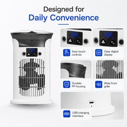Mini Mobiele Aircooler 4 in 1 - Draagbare Luchtkoeler met 3 Snelheden - Luchtbevochtiger & Nachtlampje - Voor Kantoor, Slaapkamer en Camping - 880ml Watertank-Wit — thumbnail 3