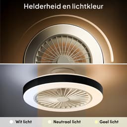Avacy Plafondventilator met Verlichting - Plafondlamp Ventilator - Plafonniere - LED RGBW - Tuya Wifi Smart - Afstandsbediening - ⌀ 50cm - Zwart — thumbnail 5