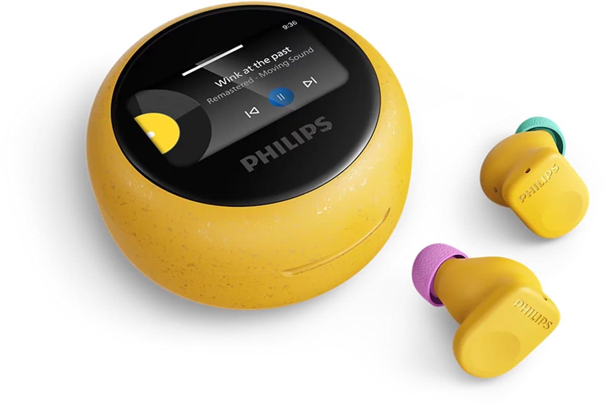 PHILIPS TAMS3YL/00 The Buds - True Wireless Oordopjes - Adaptieve Noise Cancelling - Bluetooth 6.0 - Tot 42 Uur Batterijduur - Smart Charging Case met Touchscreen - IP54 - Multipoint - Geel — afbeelding 1