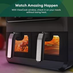 Luchtfriteuse Dubbele Mand - Airfryer Olievrij - Gezond Koken - Zichtvenster met Licht - 8 Liter - Zwart — thumbnail 2