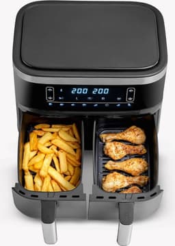 Equivera Dubbele Airfryer - Dubbele Mand - Dual Cook - Heteluchtfriteuse - Verschillende Programma's - Dual Zone - Mega — thumbnail 2