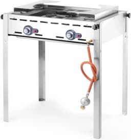 HENDI Green Fire barbecue – 2 branders – geëmailleerde gietijzeren bakplaat – 11,6 kW – 740x615x825 mm — thumbnail 5