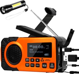 Noodradio - DAB+ - Solar Opwindbaar - Powerbank - Draagbare Radio - Noodpakket - Zaklamp - Opladen en op Batterijen - Bluetooth - Volledig Nederlands — thumbnail 1