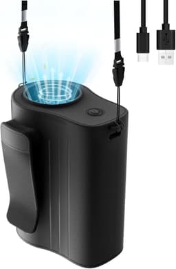 Draagbare, oplaadbare heupventilator met 100 snelheden, 13.300 tpm, sterke luchtstroom, 4000 mAh, hangende nekventilator, clip-on draagbare riemventilator voor kamperen, buiten, op de werkplek, reizen (zwart) — thumbnail 1