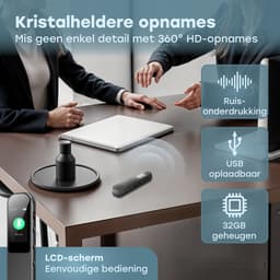 Audyn Voice Recorder Digitaal - 400 Uur Audio Opname - Afluisterapparatuur op Afstand - Dictafoon - 360° HD Opnames - Zwart — thumbnail 5