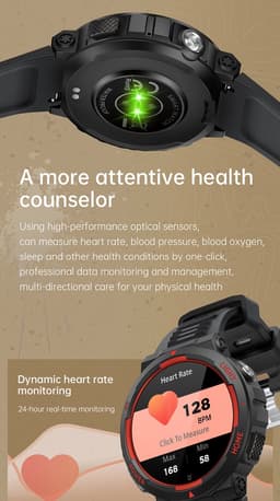 Pro-Care Excellent Quality® Smartwatch 1.53 inch Smartwatch Dames Heren - Android en iOS - IP68 - LED Zaklamp - Bluetooth Bellen - Hartslag & Slaap Monitor - Bloeddruk & Bloedzuurstofmeting - Multiple 100+ Sport Modi - Smartwatches - Zwart Rood — thumbnail 5