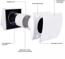 Decentrale WTW HRU wall Ø150 met afstandsbediening - 60 m³/h - HRU-WALL-RC-150-60-PEG — thumbnail 4
