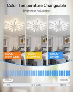 Moderne plafondventilator met verlichting - Dimbaar en geruisloos, 78 cm, afstandsbediening, 6 snelheden, voor slaapkamer en woonkamer — thumbnail 2