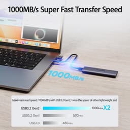 Snelle Externe SSD 1TB USB-C 3.2 Gen 2 voor Laptop en PC, Hoge Snelheid tot 1000MB/s — thumbnail 2