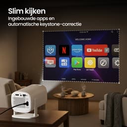 AeroQ Premium Mini Beamer – Alles-in-één Smart TV Projector - 2026 model - Android - WiFi & Bluetooth - 4k ondersteuning - Beamer - Home Cinema - 150 inch Full HD - Wit — thumbnail 2