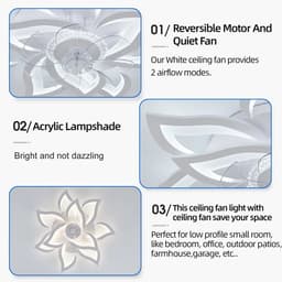 Aafinity Lamp - Plafondlamp - Plafonniere - Ventilator - Plafond lamp - Led - Beige - Neutrale kleur - Bloemvorm - 6 snelheden — thumbnail 4