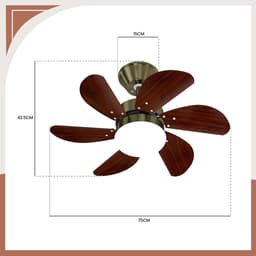 Stille Plafondventilator met Verlichting en Afstandsbediening - 6 Bladen Design Lamp — thumbnail 5